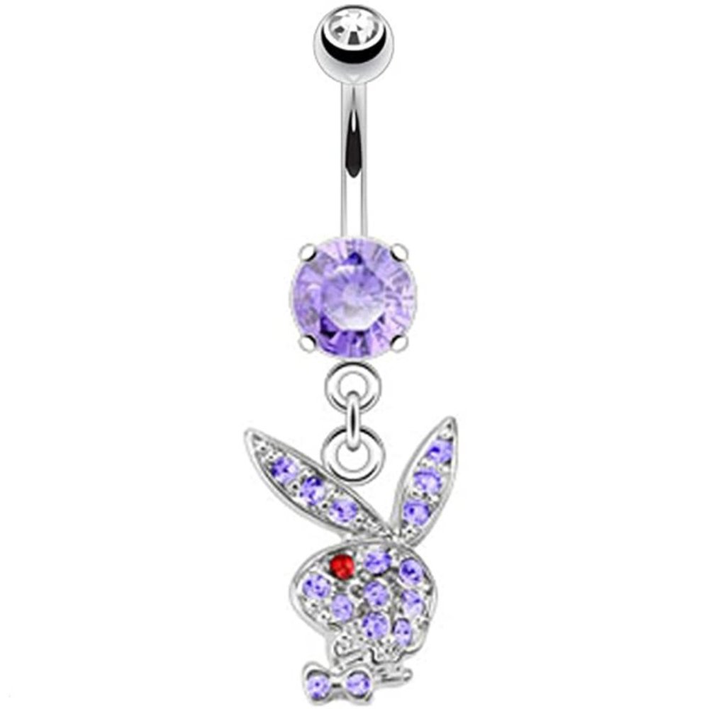 Multi Gem Playboy Bunny Belly Navel Ring PURPLE